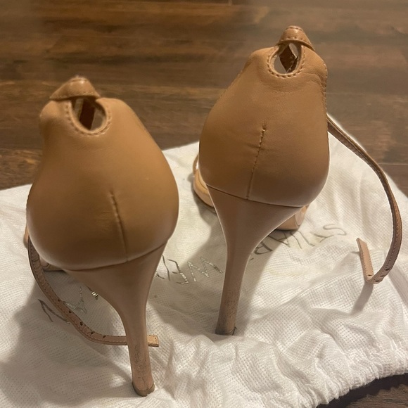 Stuart Weitzman Nudistsong Strap Sandal Heels in Leather/Adobe Beige - Picture 5 of 10